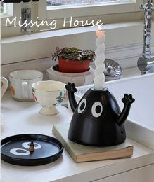 Candle Holders Funny Black Eyes Hands Up Candlestick Candle Stand with Tray Tower Incense Mosquito Cover Multifunctional Gift Festival YQ240116