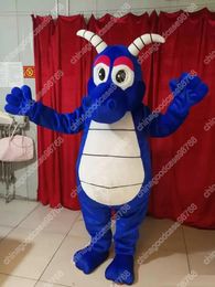 Performance Blue dragon Mascot Costume Halloween Fancy Party Dress Cartoon Character Outfit Suit Carnival Adults Size Birthday Outdoor Outfit