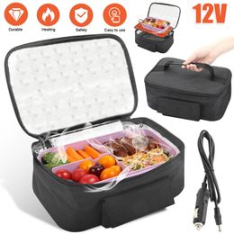 ISKYBOB 12V Portable Car Electric Heating Lunch Box Food Warmer Container Cooler Bag for Car Truck Work Travel 240116