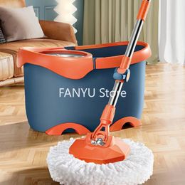 Flat Squeeze Bucket Mops Floor Cleaning Magic Microfiber Replacement Pads Trapeador Rotacion House Tools WK50TB 240116