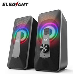 Speakers ELEGIANT SR300 10W Wireless BT Computer Speaker RGB LED Light HiFi Stereo Desktop USB 3D Soundbar Music Player For PC Laptop