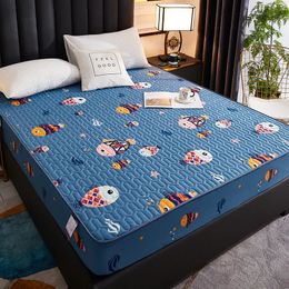 180x200cm thick cotton mattress cover bedroom cartoon bed sheet with pet child protective 240116