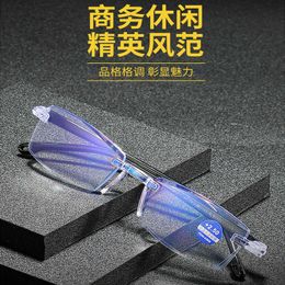 New Frameless Cut Edge Reading Glasses for Men and Women Portable Radiation Resistant Blue Light