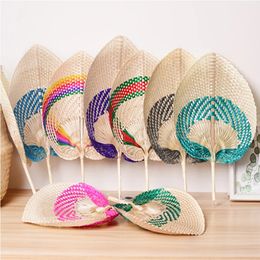 Handmade Straw Woven Fans Craft Summer Cooling Fan Bamboo Home Decoration D240116