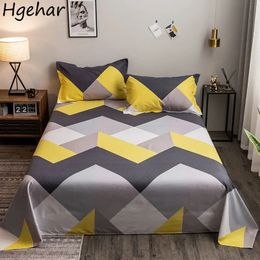 Simple Bed Sheets Print Modern Queen King Size Flat Sheet Washed Cotton Comfortable Student Bedding Mattress Cover Bedspread 240116