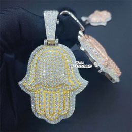 Fashion Sterling Sier Vvs Moissante Hip Hop Jewelry Iced Out Hamsa Pendant Moissanite