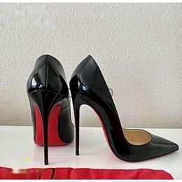 Designer Women High Heel Shoes Red Shiny Bottoms Thin Heels Black Nude Patent Leather Woman Pumps with dust bag 34-43