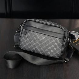 Luxury Leather Crossbody Bags Men Fashion Design Plaid Men Shoulder Bag Business Messenger Bag Mens Handbag Satchels Tote Purse 240116