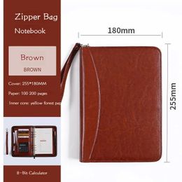 Multifunctional A5 File Folder Zippered Business Stationery Folder Leather Contract File Folders with Clip Organiser Card Holder 240116