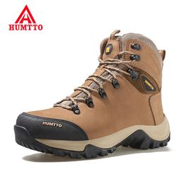 HUMTTO Waterproof Hiking Boots Leather Outdoor Safety Shoes for Men Trekking Sneakers Man Winter Mountain Tactical Camping Mens 240115
