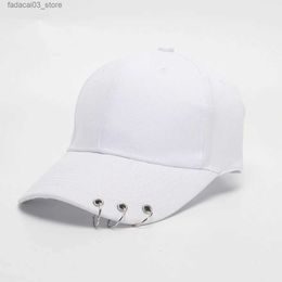 Ball Caps COKK Hip Hop Women's Baseball Cap With Ring Circle Snapback Hats For Men Women Unisex Adjustable Kpop Korean Style Gorra Q240116