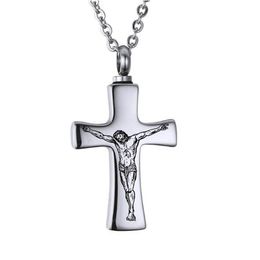 Silver Cross Cremation Keepsake Urn Pendant Necklace for Ash-Funeral Ash Urn Jewelry Memory Locket with Fill Kit245r