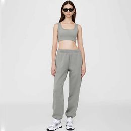 10A High Quality BING Grey Plush Sports Sweatpants AB Suits Designer Casual Pants for Women Loose Trousers