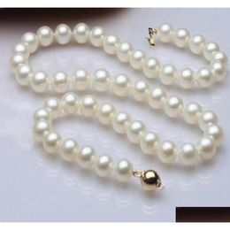 Pendant Necklaces Noble Gift For Women 17 Inch Genuine Big Gold Brooch 910Mm White Ctured Pearl Necklace Style Natural Fine7624137 Dro Dh0It