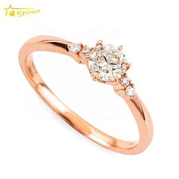 High Quality New Fashion Jewelry Wedding Ring 14K Rose Gold Women Engagement Natural Diamond Rings