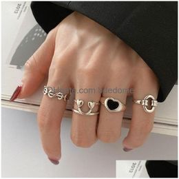 Band Rings Sterling Sier Korea Heart-Shaped Love Peach Dollar Ring Female Index Finger Tail Fashion Trend 712 Z2 Drop Delivery Jewelr Dh9Ea