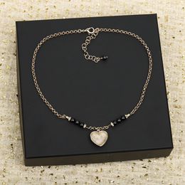 Designer Luxury Women 2024 New Jewelry Charm Necklace Set French Classic Pink Enamel Heart shaped Pendant Inlaid Swarovski Rhinestone Pearl Two tone Girl Gift
