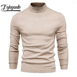 Men's Sweaters FOJAGANTO 2024 Outdoor Casual Sweater For Men Pure Cotton Slim Warm Turtleneck Pullover High Quality Selling