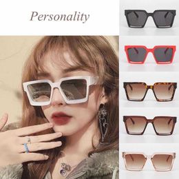 Big frame sunglasses 2024 new women's net red square Fashion wide edge Sunglasses7O2C