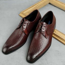 Italian Men's Oxfords Dress Genuine Leather Brand Handmade 2023 New Black Elegant Wedding Casual Social Shoes Man