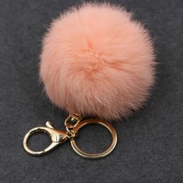 Soft Artificial Rabbit Fur Keychain Plush Ball Key Ring Cute Pom Bag Charm for Women Girls Porte Clef Pompon De Fourrure 240116