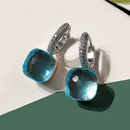 Dangle Earrings S925 Sterling Silver 23 Colors Crystal Candy Style Ear Drop Earring For Women Jewelry