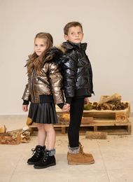 AS Winter kids Down Jackets bomber design coats with nature fur 240115