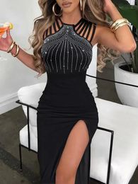 Sexy Women Elegant Black Cocktail Party Prom Evening Chic Formal Occasion Dresses Split Bridesmaid Short Gala Dress Clothes 240115