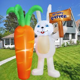 182M Easter Bunny Inflatable Decorations Rabbit Holding Big Radish Build in LED Light DIY Yard Garden Party Outdoor Indoor Prop 240116