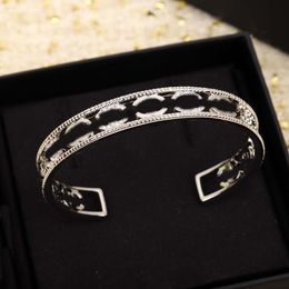 2024 Luxury quality charm opened bangle with diamond and hollow design in two colors plated have stamp box PS3804A