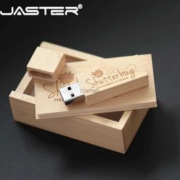 USB Flash Drives JASTER USB 2.0 customer wooden +box USB flash drive maple wood pendrive 4GB 16GB 32GB 64G U Disc memory stick free shipping