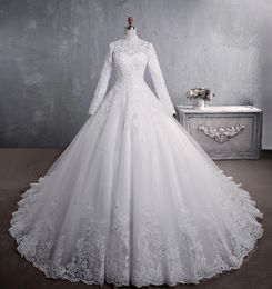 2024 Wedding Dress Elegant High Neck With Train Princess Bridal Dresses Luxury Lace Embroidery Women Bride Gowns Robe De Mariage Vestidos De Novias