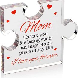 New Banners Streamers Confetti Birthday Gift Engraved Acrylic Block Puzzle Gifts Sister Present Cute Birthday Present for Mother's Day Home Tabletop Decoration