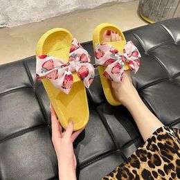 Slippers Fashion Cloud Women 2024 Summer Bow Sandals Shoes EVA Indoor Outdoor Flip-flops Beach Lovely Female Y