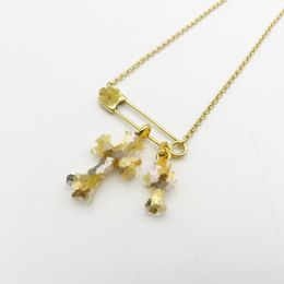 Unisex Designer Pendant Necklaces Gilt Style Cross Pin Necklace Chain Vintage Necklace with Diamond Pendant Necklace