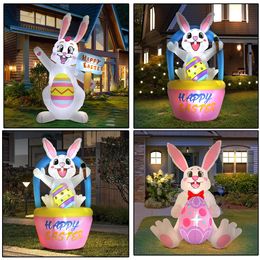 Easter Bunny Decoration for Home Outdoor Infalatable Rabbit Decor Party Garden DIY Ornament with LED Light 240116