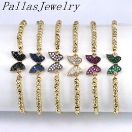 Bracelets 10Pcs Gold Plated Colourful Cubic Zircon Butterfly Charm Bracelets Design Delicate Chain Link Bracelet for Women Girl