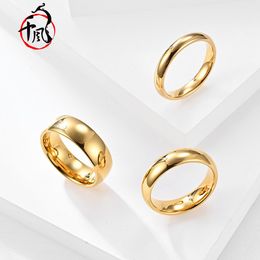 Band Rings 18K Gold Plated Tungsten Steel Ring Non-Gender Neutral Wind Inside And Outside Arc Hand Jewelry Drop Delivery Otzuk