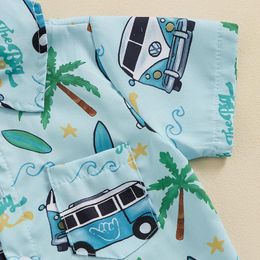 Clothing Sets Toddler Baby Boy Summer Clothes Set Boho Printed Button Down Tops Shirt Outfit Shorts Kid Boys