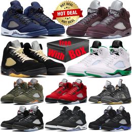 With Box jumpman Olive 5 5s mens basketball shoes Midnight Navy Dusk Dawn Plaid UNC Craft Racer Blue Sail Aqua Black Metallic Burgundy trainers sports sneakers newest