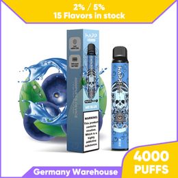 EU Warehouse Vape 4000 puffs Disposable Vaper Pen 8ml 4K puff Battery power display mesh coil airflow e cigarette Device Fastest Delivery