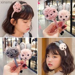 Headbands 2020 New Winter Girls Cute Nylon Cat Rabbit Bear Hairbands Children Colors Cashmere Headbands Kids Lovely Hair Accessories YQ240116