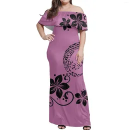 Party Dresses High Definition Printed Polynesian Tribal Dress For Summer Wear Fashion Women Drop Shoulder Lotus Collar Colour Elegant