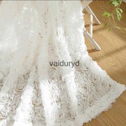 Curtain Korean Creative White Lace 3D Rose Curtains Voile Custom Window Screens For Marriage Living Room Bedroom French Window Tendevaiduryd