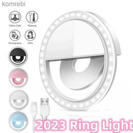 Selfie Lights 2023 USB Charge Selfie Ring Light Mobile Phone Lens LED Selfie Lamp Ring for iPhone for Samsung Phone Selfie Ring LightL240116