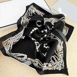 Scarves Designer Letters Scarf Printed Pearl Pattern Silk Scarves Lightweight shawl Double Layer Satin Chiffon Texture Sun Protection Ladies Towel