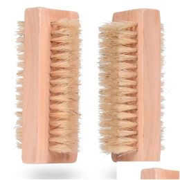 Natural Boar Bristle Brush Wooden Nail Foot Clean Body Mas Scrubber Make Up Tools 0525 Drop Delivery Dhucx