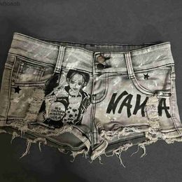 Women's Jeans American Women Slim Fit jean shorts Broken Hole y2k Open Pocket Sexy goth pants Tassel Raw Edge Denim Shorts vintage clothes YQ240116