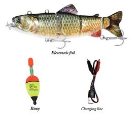 Electric Lure Wobblers For Fishing 4-Segement Swimbait Rechargeable lure Crankbait Flashing LED light Robotic Fishing lure 240116