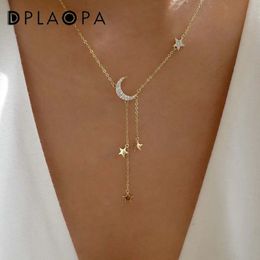 DPLAOPA 925 Sterling Silver Moon Drop Chain Star Moon Pendant Long Chain Luxury Fine Jewellery Crystal Jewels 240116
